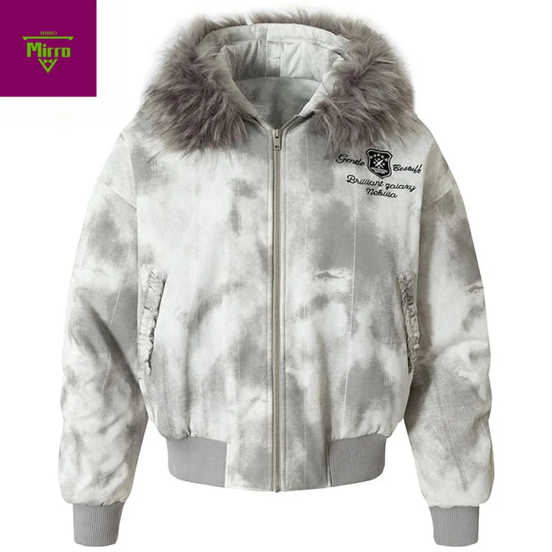 

Winter Jackets Fur Collar Thicken Warm Parkas Coats Vintage Oversized Harajuku Hip Hop Padded Jackets Outwear for men