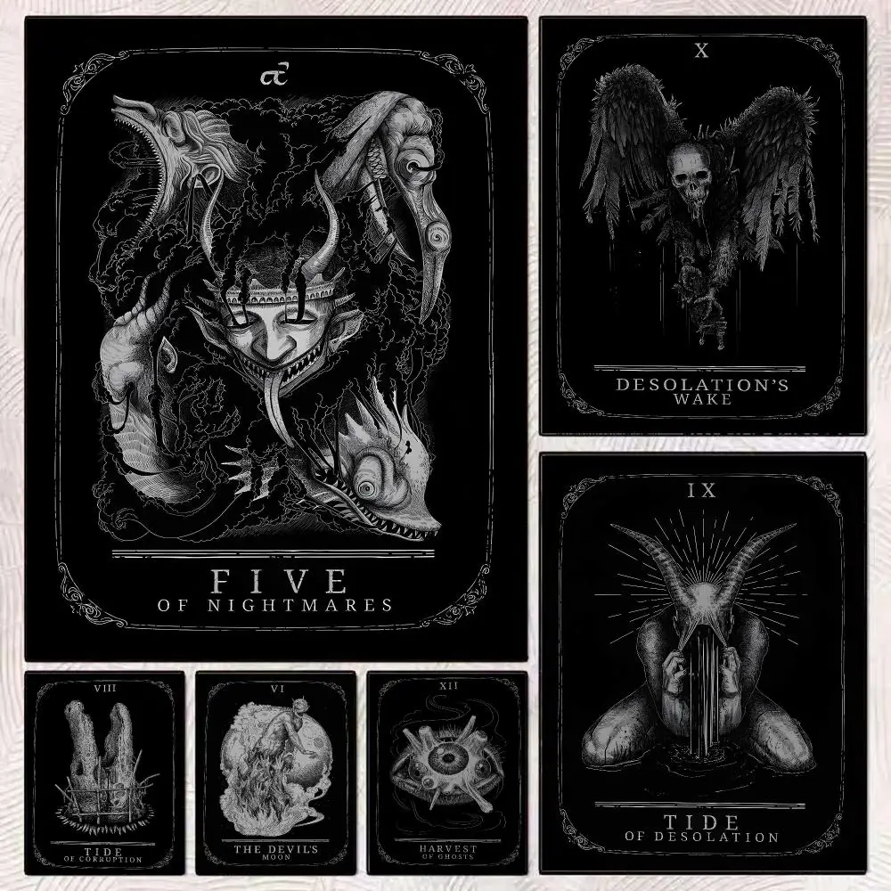 Game H-Hunt Showdown Five of Nightmares Painting Calligraphy Aesthetic Canvas Wall Poster Modern Room Bedroom Cafe Wall Artwork