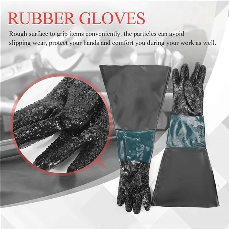B44C 4X Sandblasting Gloves Sandblaster Parts 60Cm With O Rings For Sandblast Cabinet