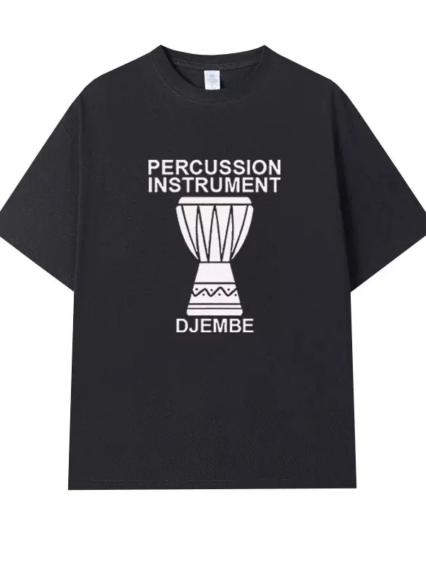 Comfortable Breathable Loose Short Sleeve T-Shirt African Drum Music Print Casual Cotton Top for Men And Women