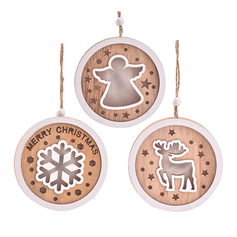 Christmas Tree Pendant,Merry Xtmas Ornaments,Merry Christmas Round Wooden Sign Reusable Wood Sign For Door Wall Easy Install