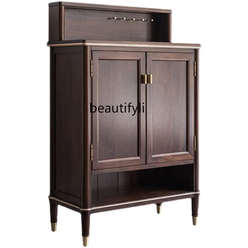 

Shoe Cabinet Solid Wood American Light Luxury Entrance Cabinet New Chinese Style Home Foyer Partition Complete Set Double-Door