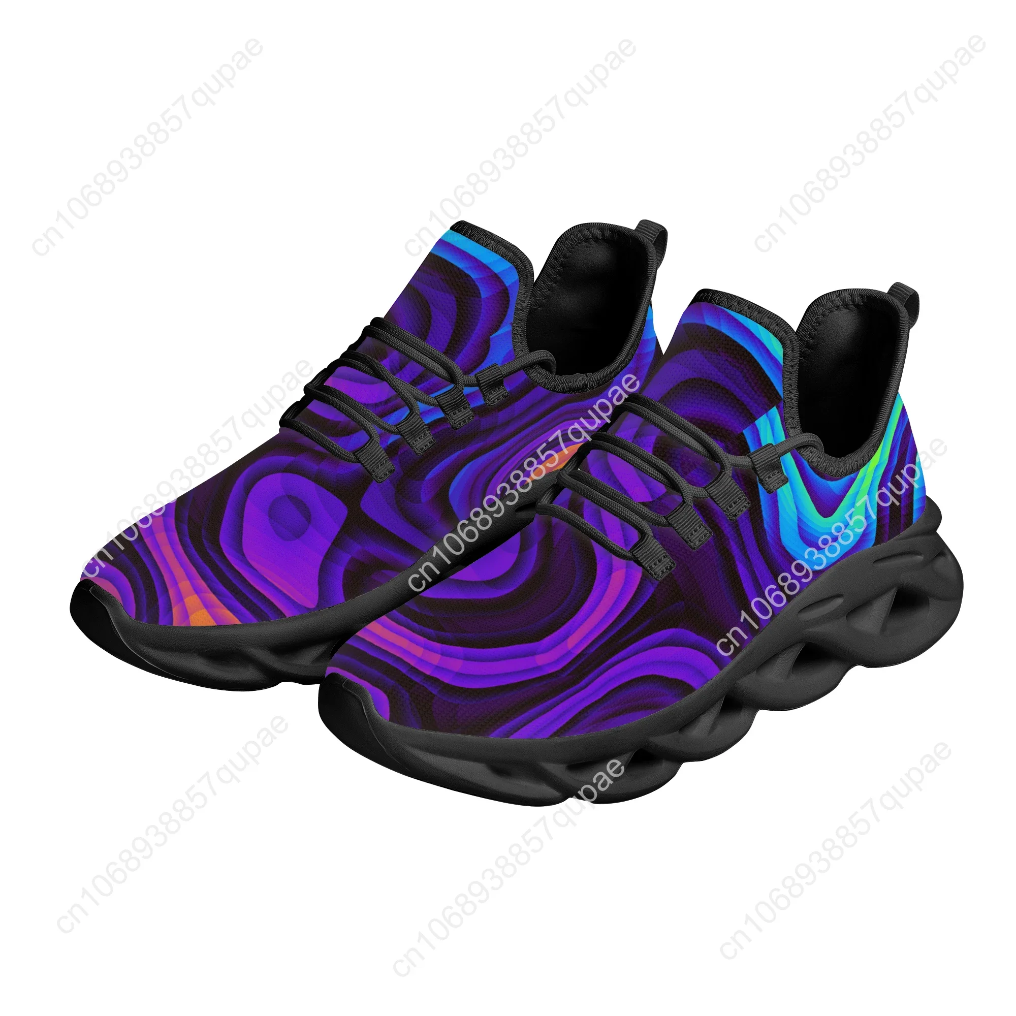 Fashion Black Psychedelic Kintted Flats Sneakers Shoes Mens Womens Sports Shoe Fashion High Quality DIY Sneaker Custom Made Shoe 3