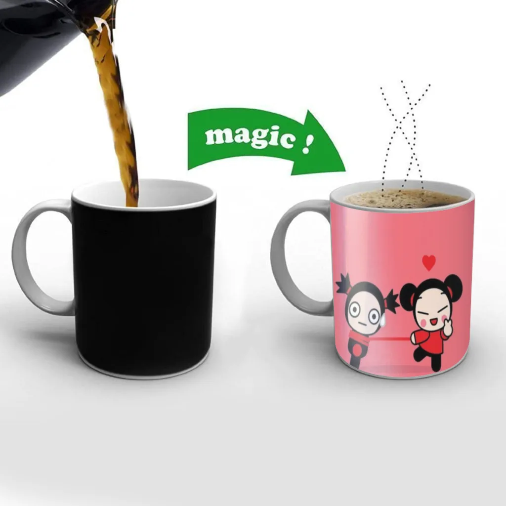 Cute Cartoon Pucca Garu Free shipping Mug Changing Color Ceramic Coffee Mugs Magic Tea Cup Best Gift