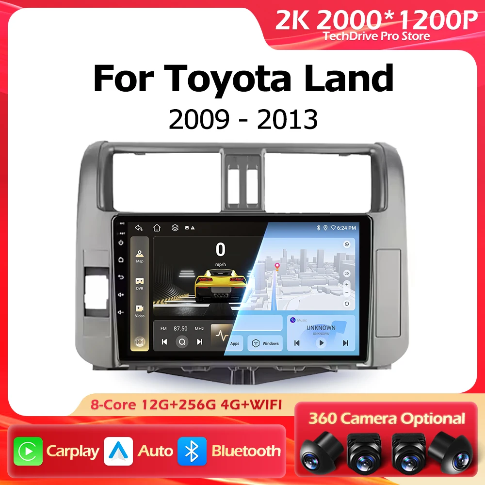 

Android 16 For Toyota Land Cruiser Prado 150 2009-2013 Car Radio Multimedia Video Player Navigation GPS Auto Carplay WIFI 4G