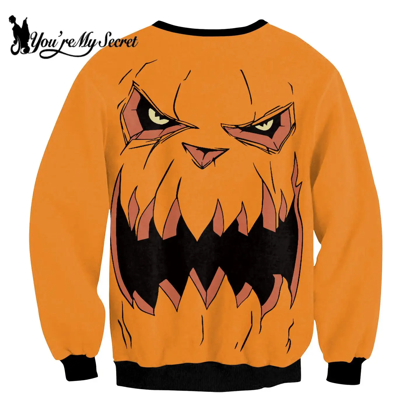 [You're My Secret] Women Halloween Pumpkin Print Hooded Sweatshirt Casual Long Sleeve Pullovers Tops Shirt Female Casual Hoodies