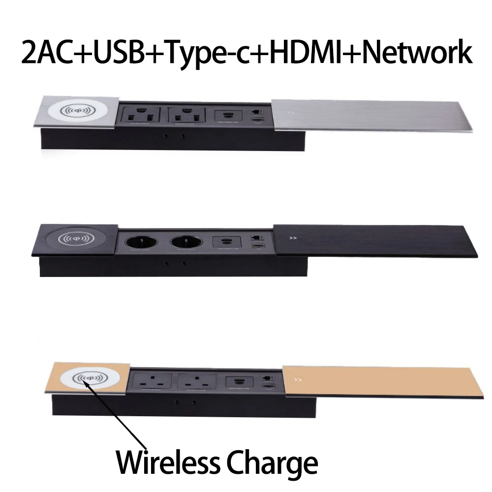 manlikeke mesa escondida soquete incorporado capa deslizante tomada de mesa conferencia escritorio soquete com carga sem fio rede hdmi 01