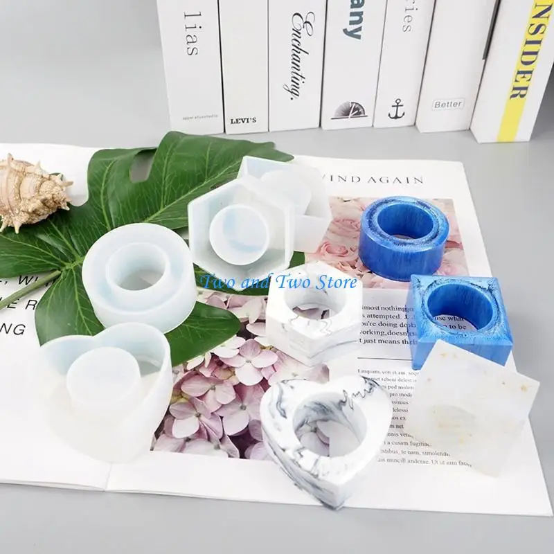 HX6F Napkin Rings Resin Mold Set of 4 Silicone Epoxy Resin Casting Mould Napkin Ring