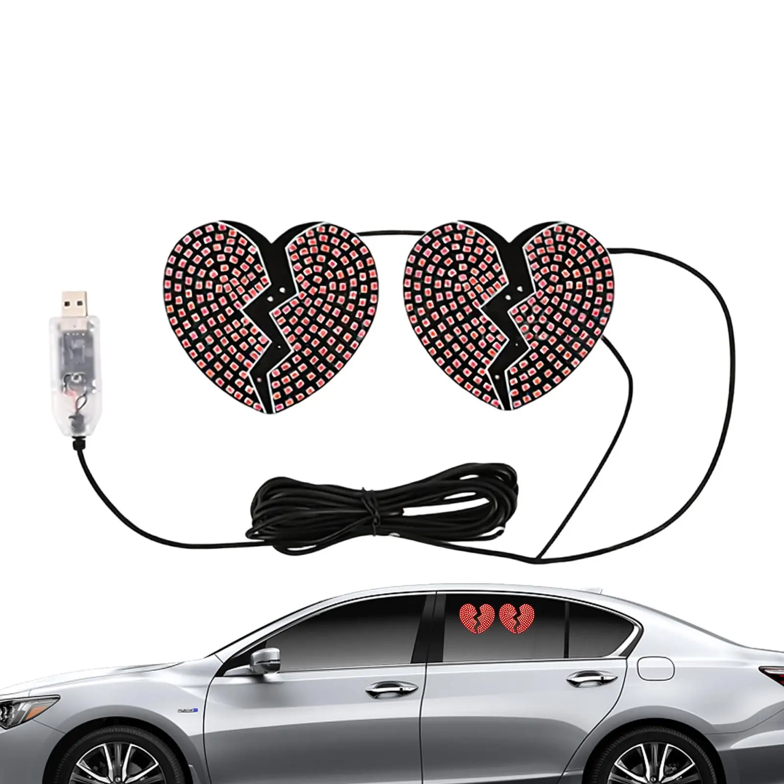 

Car Window Light Up Sign Love Heart Shape Vehicle Decor Car Back Window Warning Light For SUV RV Sedan Truck Minivan Van