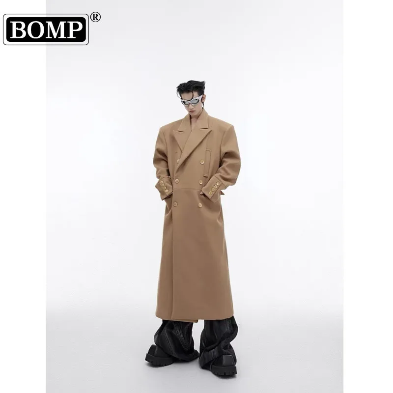 CultureE Niche Three-dimensional Deconstruction Shoulder Pad Fur Simple And Casual Long Knee Length Trench Coat, Autumn