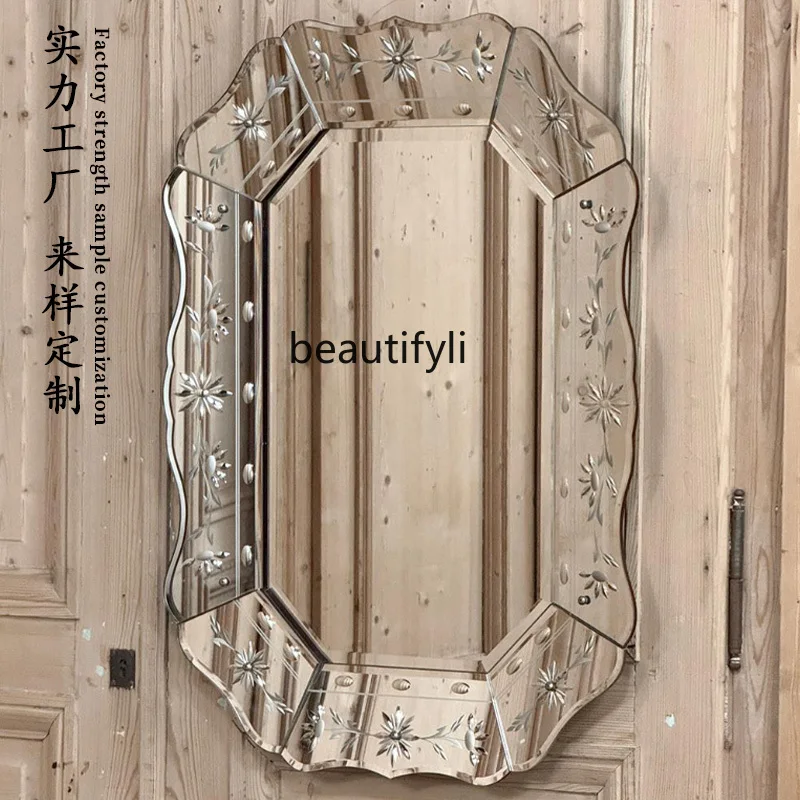 

Bathroom Washing Decorative Dressing Mirror Bathroom Wrought Iron Wall Desktop Wall Hanging Table Mirror