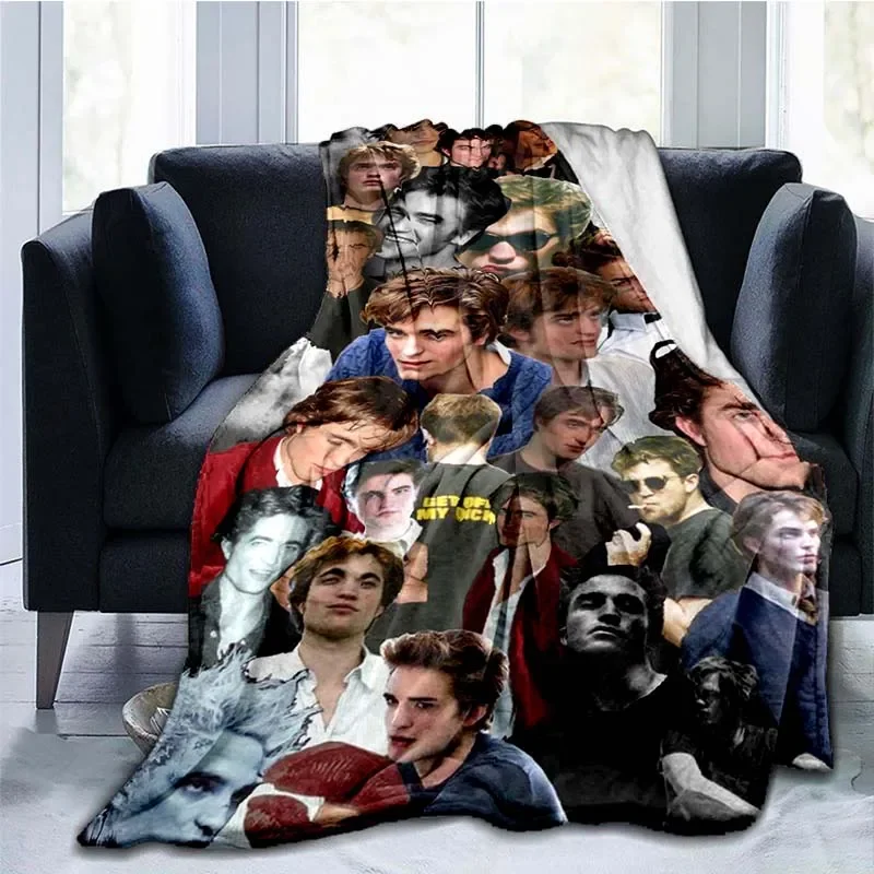 R-Robert Pattinson Printed Blanket Star Art Flannel Blanket Soft Warm Blanket for Living Room Bed Sofa Travel Blankets for Beds