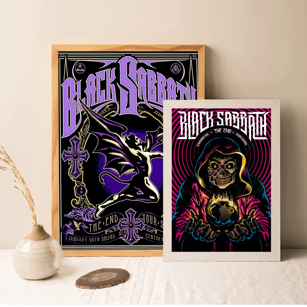 B-Blacks S-Sabbaths Band Vintage Posters Sticky Retro Kraft Paper Sticker DIY Room Bar Cafe Kawaii Room Decor