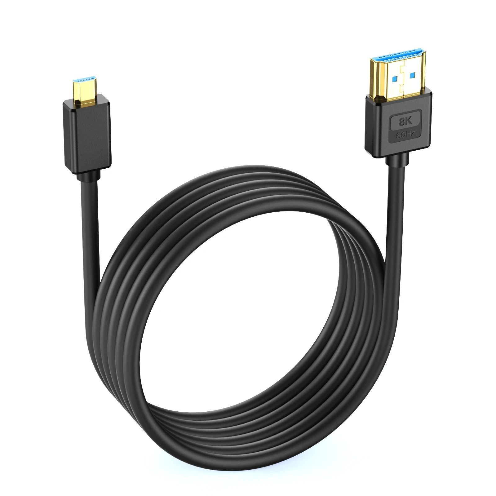 Silicone Extreme Slim 90°angle 8K@60Hz 4K@120Hz Micro HDMI to HDMI 2.1 Cable   for with Digital Cameras Camcorders Tablets