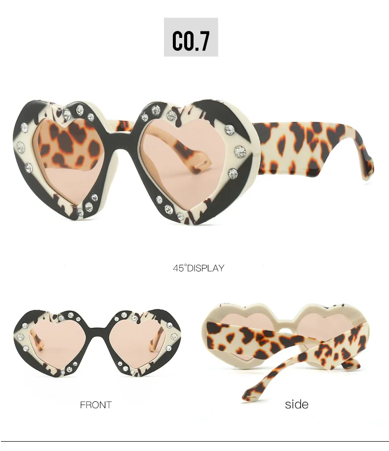 Bunte herzförmige Sonnenbrille Frauen Luxus Diamant übergroße Brille Sonnenbrille weibliche Strass Mode Mode Brillen Okulos – Detail 13