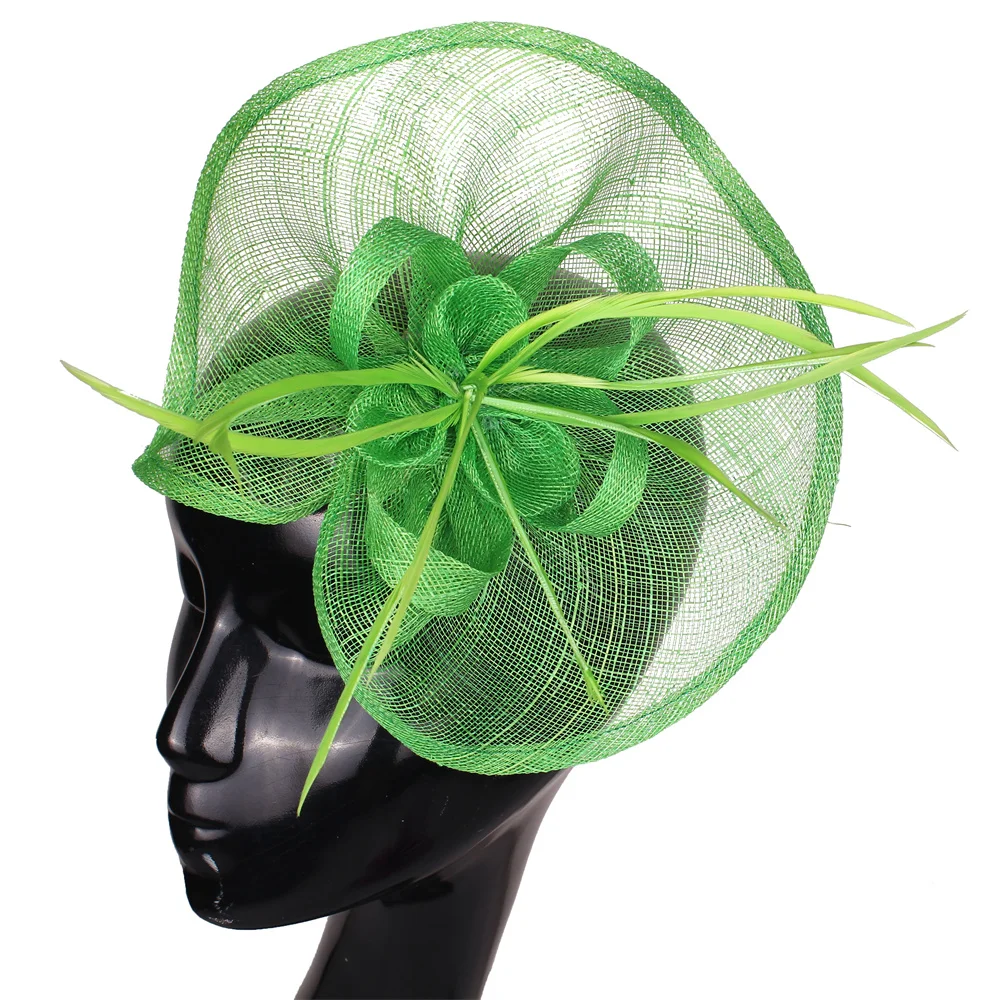 

Light Green Ladies Elegant Sinamay Fascinator Hats Fashion Wedding Party Hair Accessories Cocktail Hat Bridal Married Headpiece