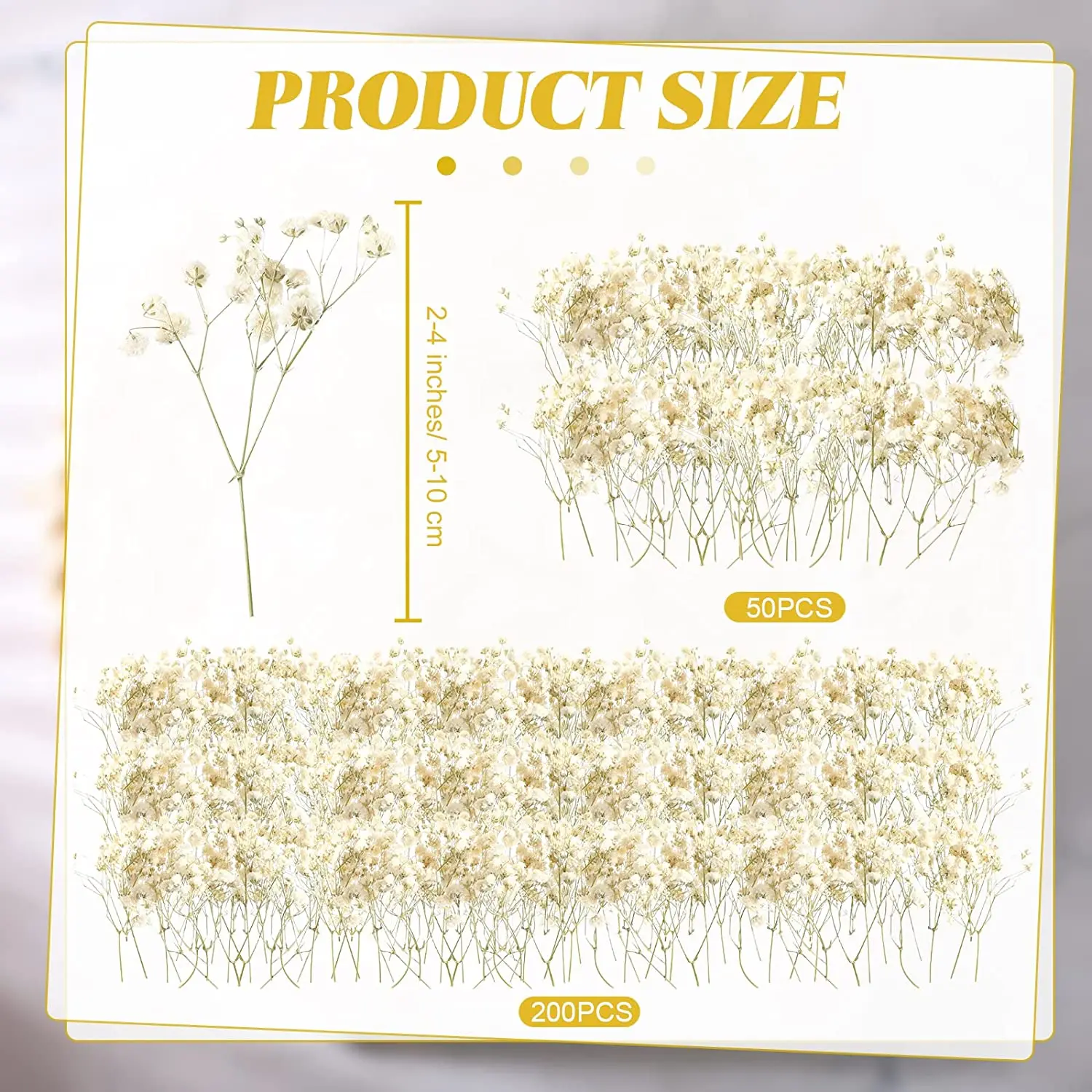 50pcs Mini Dried Baby Breath Flower Gypsophila Ivory Natural Flowers for Vase Wedding Home Office Party Garden Card Making Decor