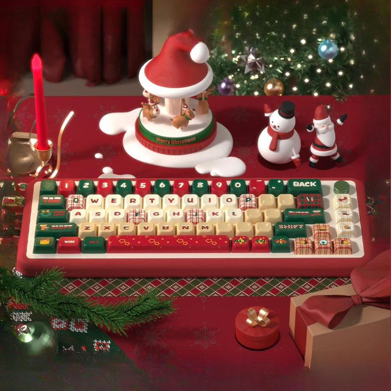 

Christmas Theme Keycaps Set 137keys Custom MOG Profile Artisan Key Cap for MG75 Dual Mode Mechanical Keyboard Kit Cute Keycaps