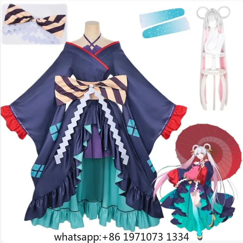 Cosmic Princess Kaguya!  Tsukimi Yachiyo Cosplay Costume Dark Blue Dress for Party Stage Performance Anime Convention Costume