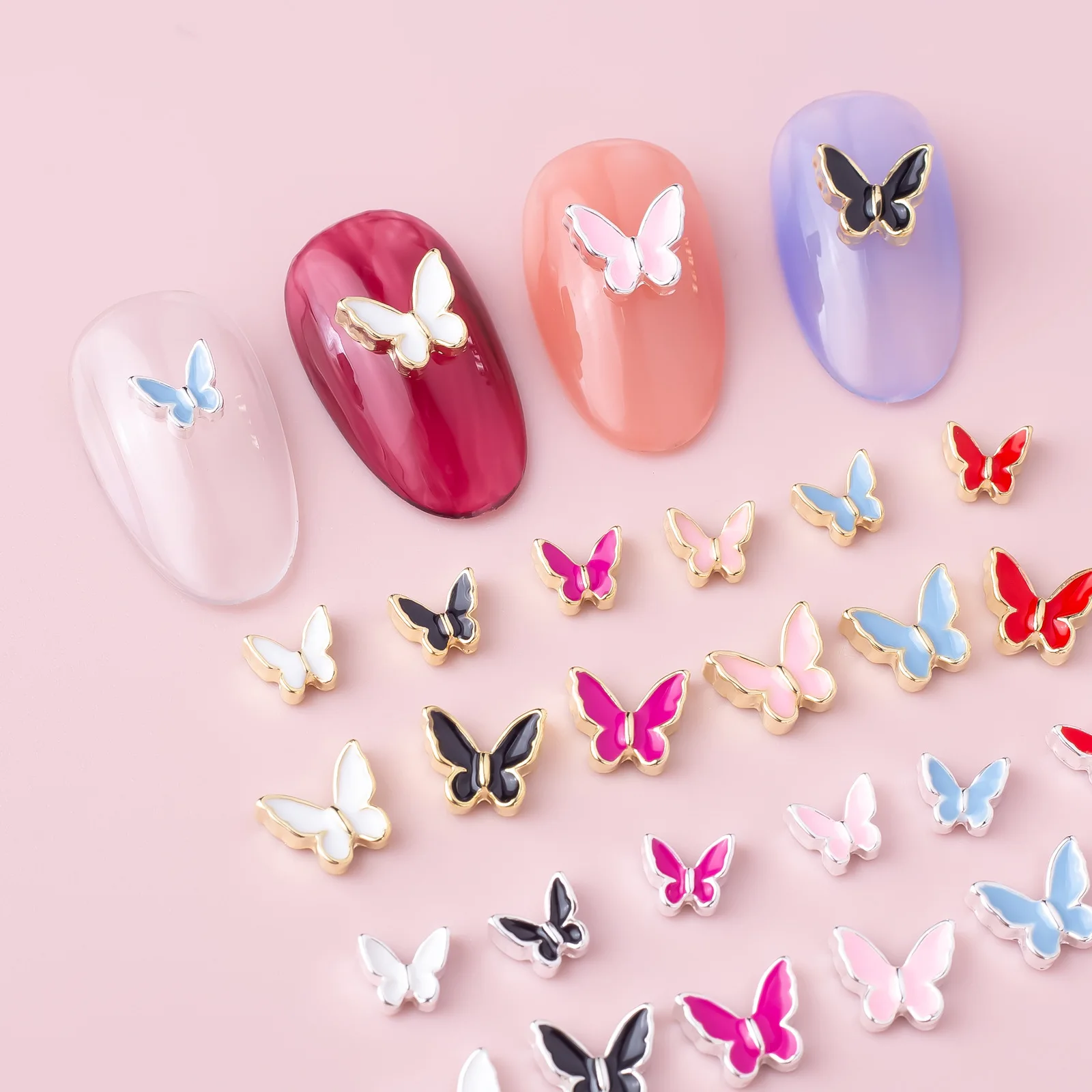 10 قطع مزيج الجنية مسمار نصائح الديكور سبيكة فراشة مسمار سحر موكا الألوان مسمار الراين