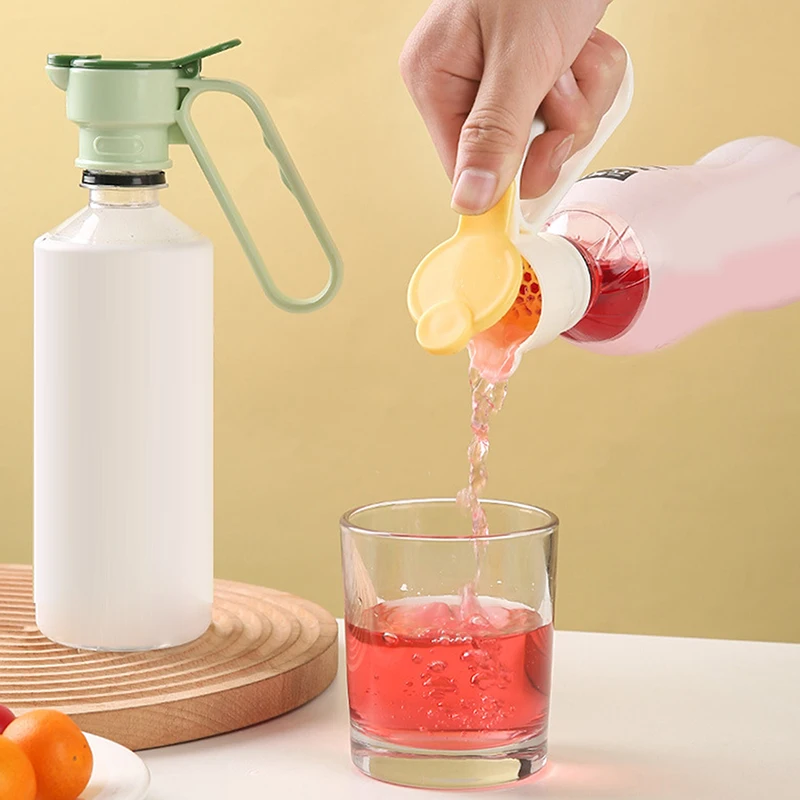 Creative Multifunctional Beverage Kettle Deflector Sealing Controller Portable Squeeze Spray Juice Soda Bottle Cap With Handle