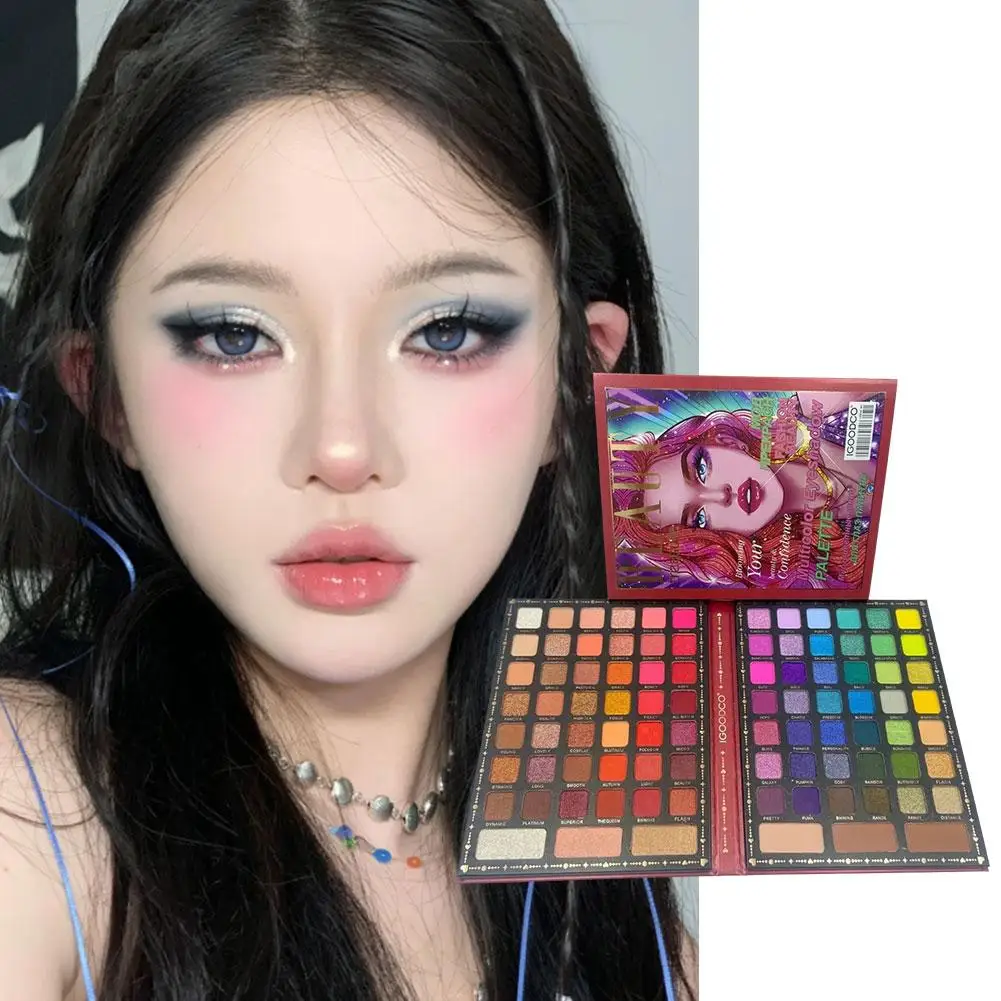 Paleta de sombras de ojos, maquillaje de escenario en tono tierra nacarado mate de 90 colores, juego exquisito, resistente al agua de 90 colores J9o3