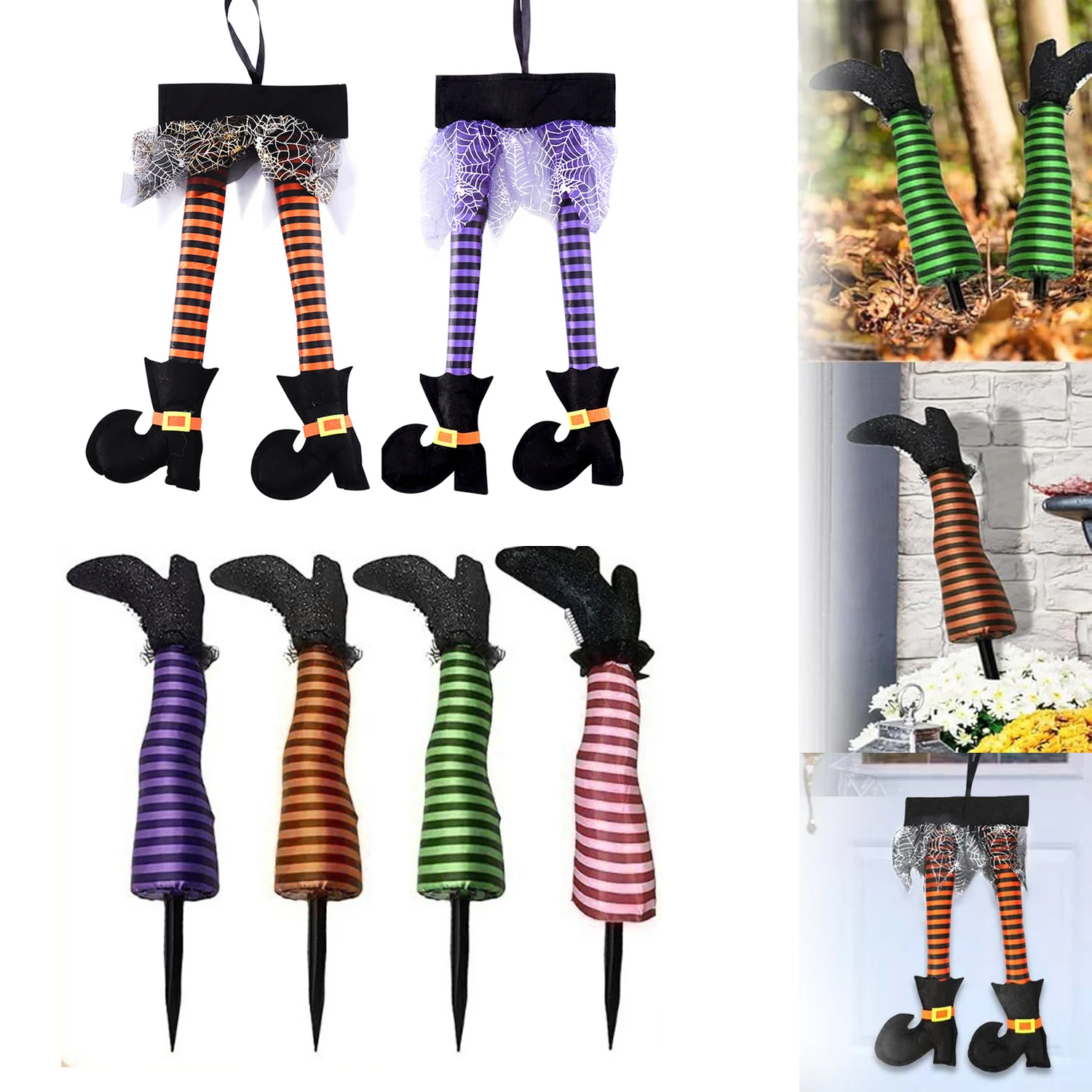 Halloween הפוך את הרגליים מכשפות הימור רגל מכשפות עם נעליים חידוש קישוט עבור דלת הכניסה מחוץ לחצר המזוין