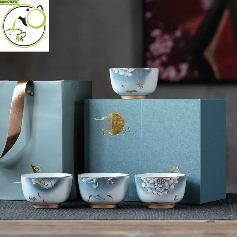 

Elegant Rui He Ceramic Teacups Gift Set for Kung Fu or Bubble Tea Lovers with Fragrance and Single Master Cup