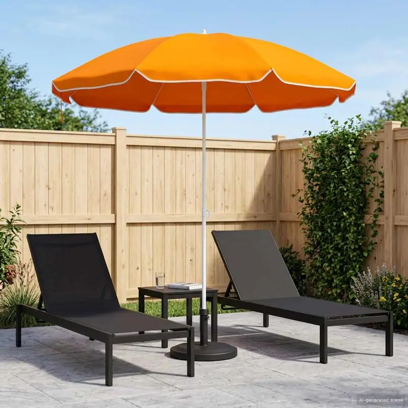 Parasol de jardin 160 cm polyester 170T Orange Surface thermolaquée résistante aux intempéries, robuste et résistant à la charge, idéal pour l'ombrage des patios et des jardins