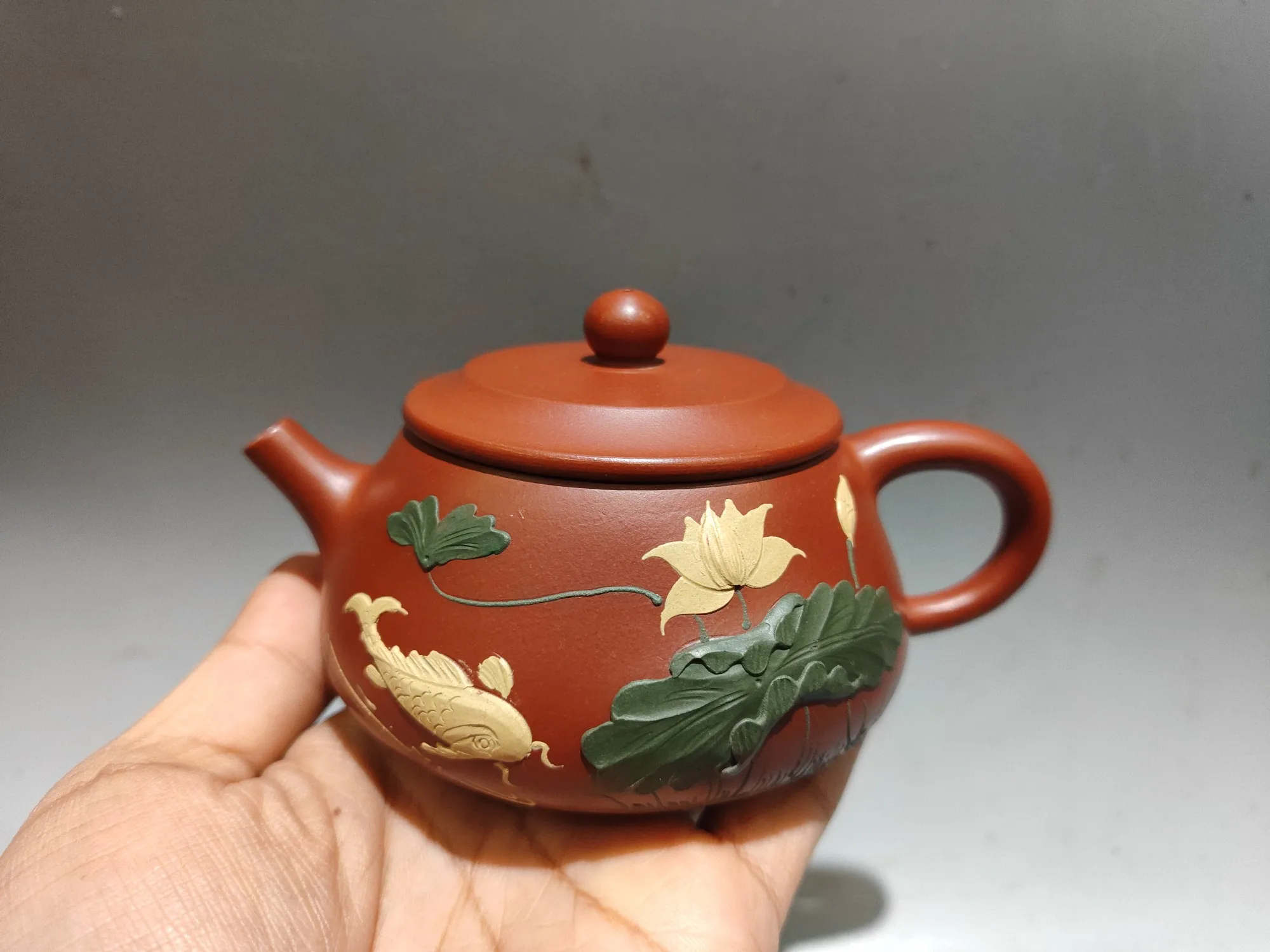Purple teapot Yixing Purple Clay Teapot Mud painting lotus pattern Shipiao Kettle Kettle Teapot