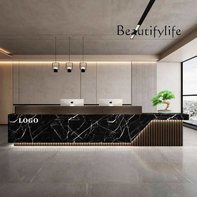 

X Salon White Reception Desk Coffee Light Luxury Modern Customer Adult Design Reception Desks Commericial Minimal Bureau Furnit