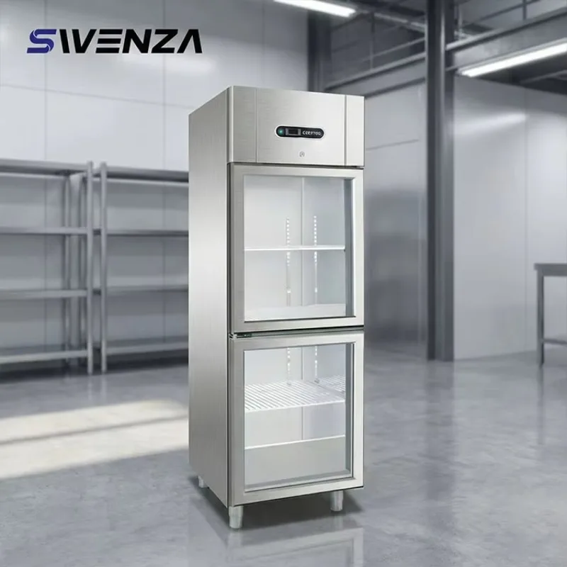 Black Commercial Display Refrigerator Freezer Single Glass Door Upright Cooler For Cafe