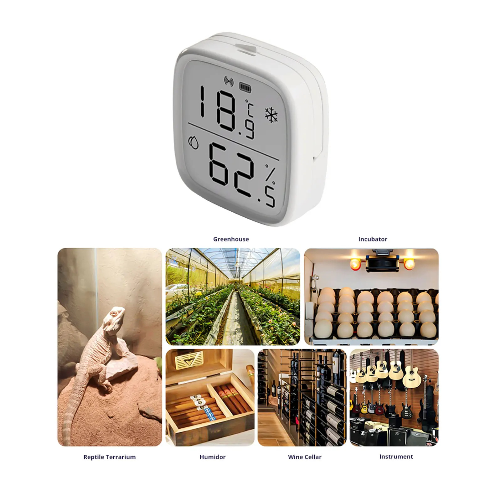 

Беспроводной датчик температуры и влажности для дома, цвет белый, точность измерения влажности до 2 RH