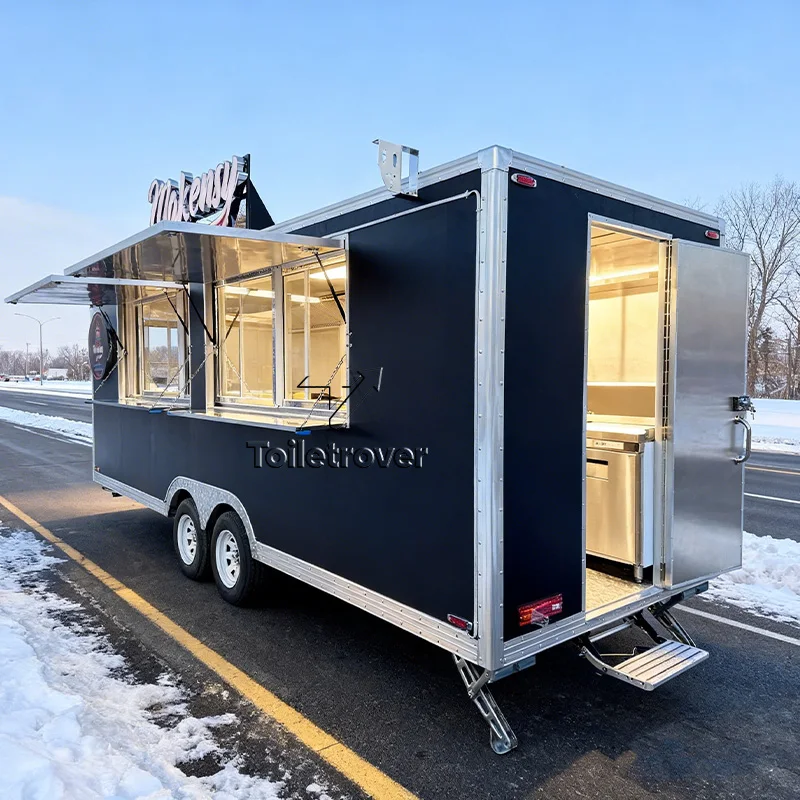 Fast Food Trailer Full Kitchen Stainless Steel Equipment Commercial Concession Outdoor Mobile Food Trailer for Sale