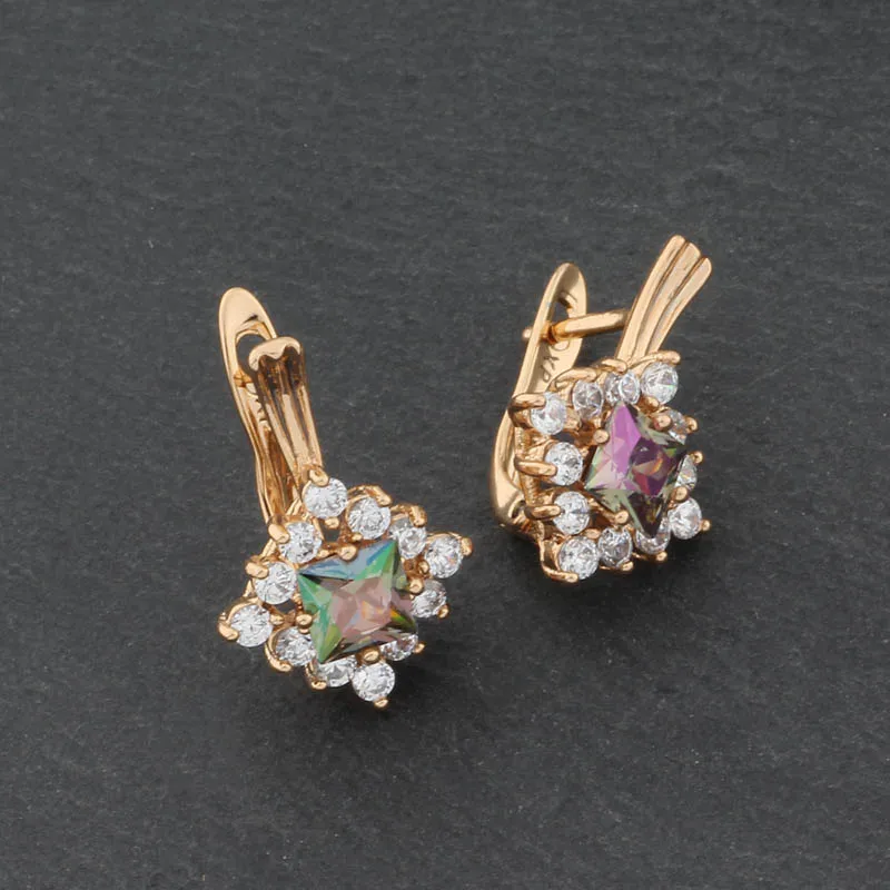 New Trendy Earrings 2022 Dangle Earrings Gold Color Natural Zircon Wedding Micro-wax Inlay Luxury Quality Fashion Jewelry