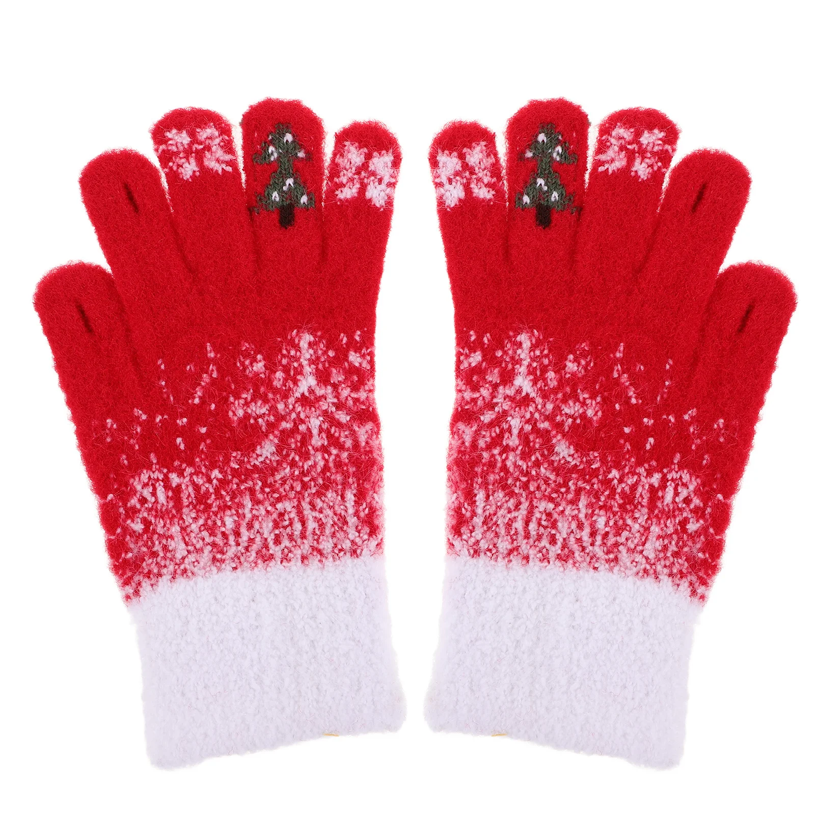 زوج واحد من قفازات الطقس البارد النسائية الدافئة بتصميم عيد الميلاد وشاشة تعمل باللمس متوافقة ومريحة مناسبة للأنشطة الشتوية الخارجية