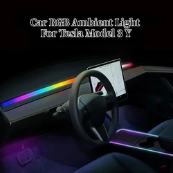 Car Ambient Lights for Tesla Model 3 Y Dashboard RGB Symphony Strip Light with APP Control Auto Air Outlet LED Decorative Lamp