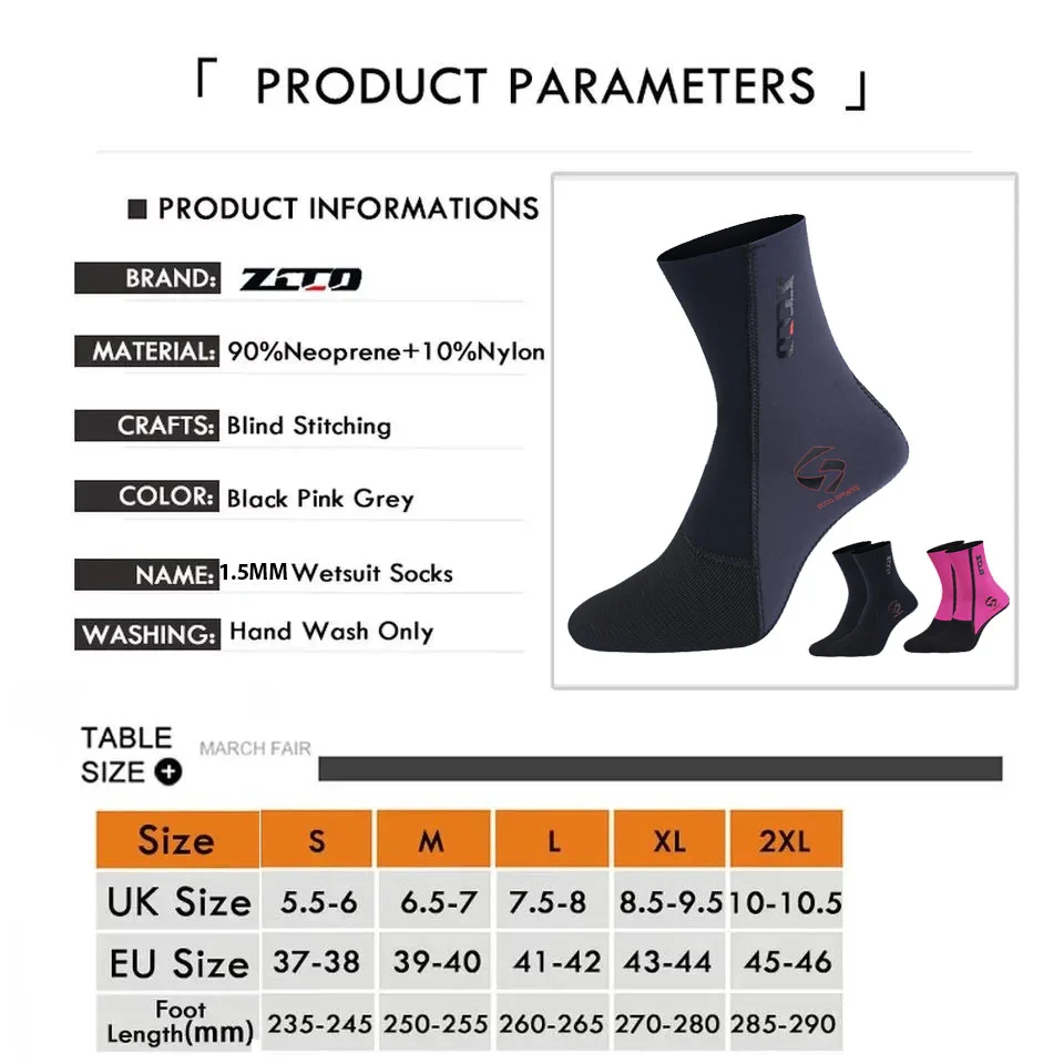 1.5 مللي متر النيوبرين جوارب الغوص الرجال النساء السباحة الدافئة الغوص الجوارب الرياضات المائية طويلة عدم الانزلاق يمكن ارتداؤها جوارب الشاطئ #6