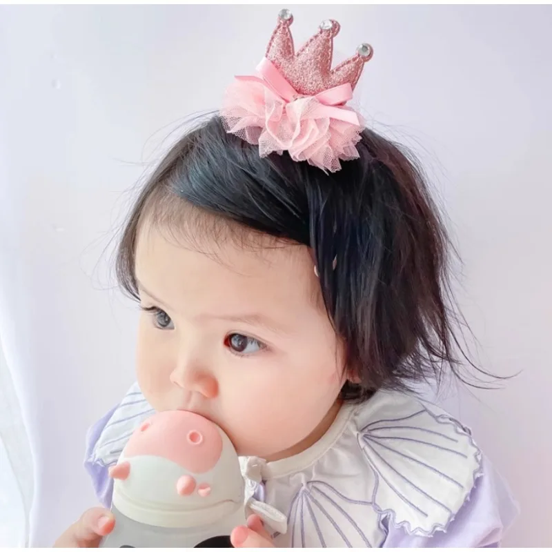 

New Mesh Royal Crown Hair Clip for Baby Girls Birthday Princess Hair Accessories Year Old Photo Props Headwear Korean Fashion