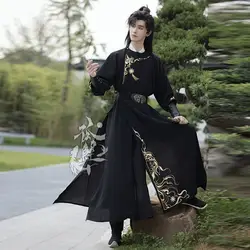 Hanfu bordado chino antiguo para hombre y mujer, vestido negro y rojo, disfraz de Carnaval y Halloween, talla grande 3XL