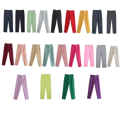 Imagen 2 del producto Koekop Trajes de oficina Pantalones lápiz Negro Rosa Blanco Pantalones de mujer Ropa de oficina de moda Pantalones de cintura alta para mujer Pantalones formales