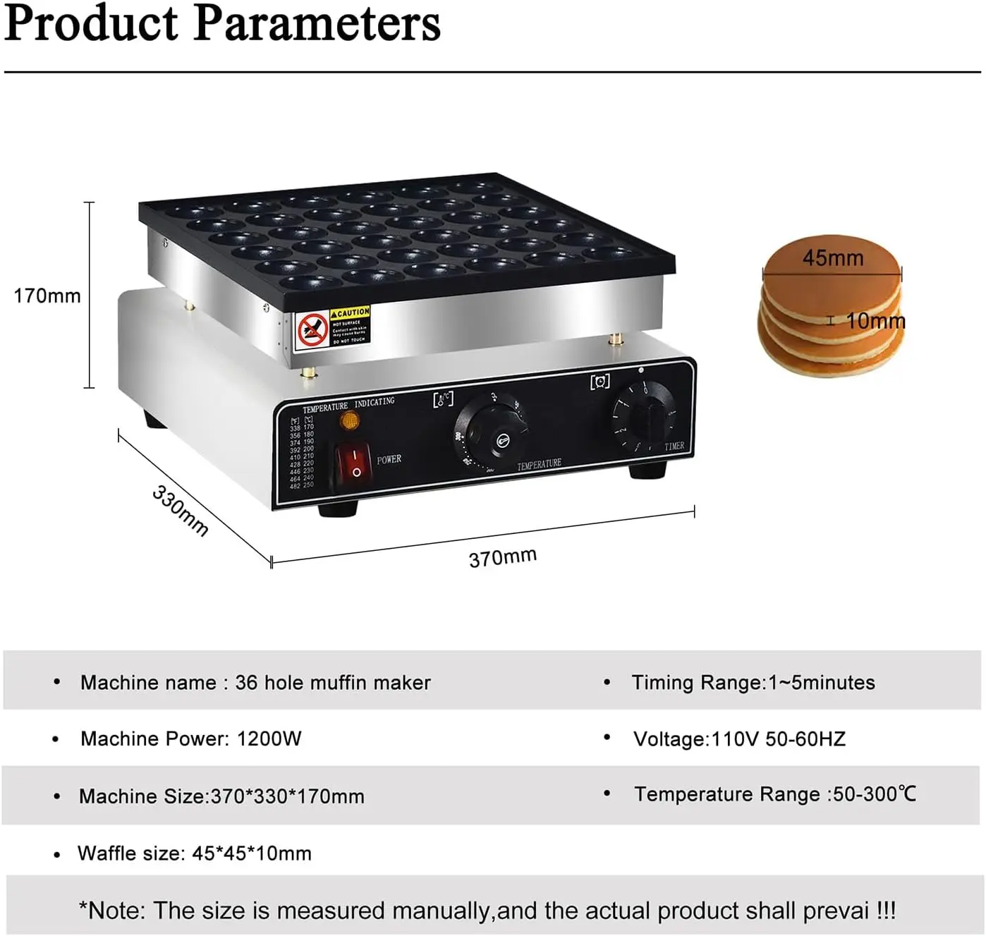 110V Commercial Mini Dutch Pancake Maker,36PCS Mini Pancake Maker Machine,Dutch Poffertjes Grill,Stainless Steel, Non