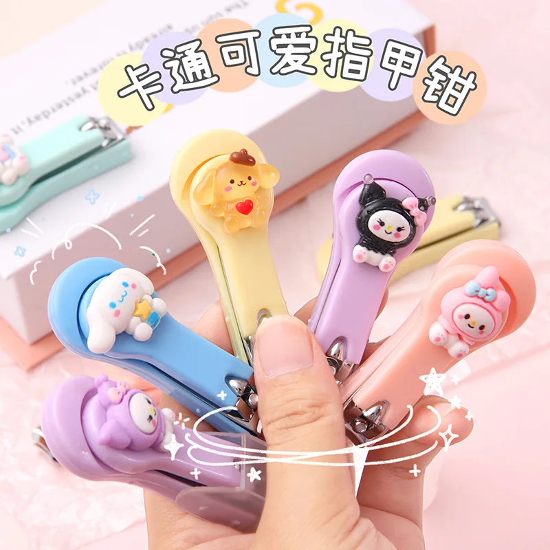 Sanrio Cartoon Nail Clippers Anime My Melody Pompompurin Hello Kitty Portable Folding Nail Clippers Women Manicure Tools