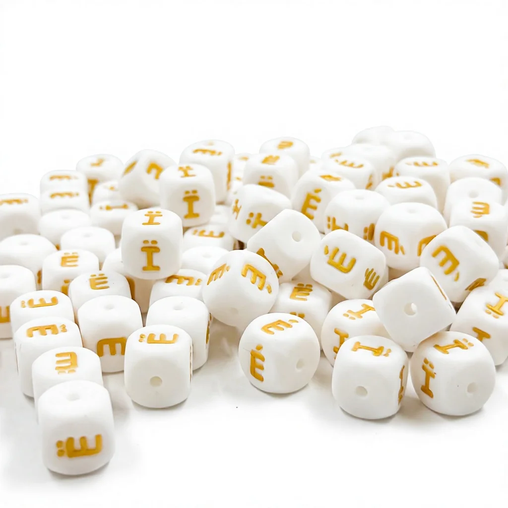 Chengkai 50pcs 12mm Gold Silicone Letter Beads Teether DIY Baby Pacifier Teething Making Necklace Sensory Toy Food Grade Beads