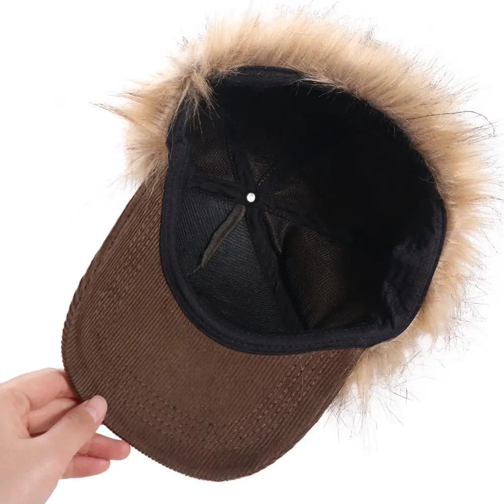 

Korean Style Corduroy Baseball Cap Embroidered Casual Feather Baseball Hat Sunshade Imitation Fur Y2k Peaked Cap Streetwear