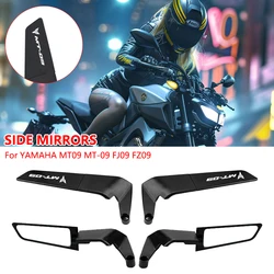MT-09 로고 YAMAHA MT09 MT-09 FJ09 FZ09 오토바이 미러 스텔스 Winglets 미러 키트 조정 가능한 거울 회전