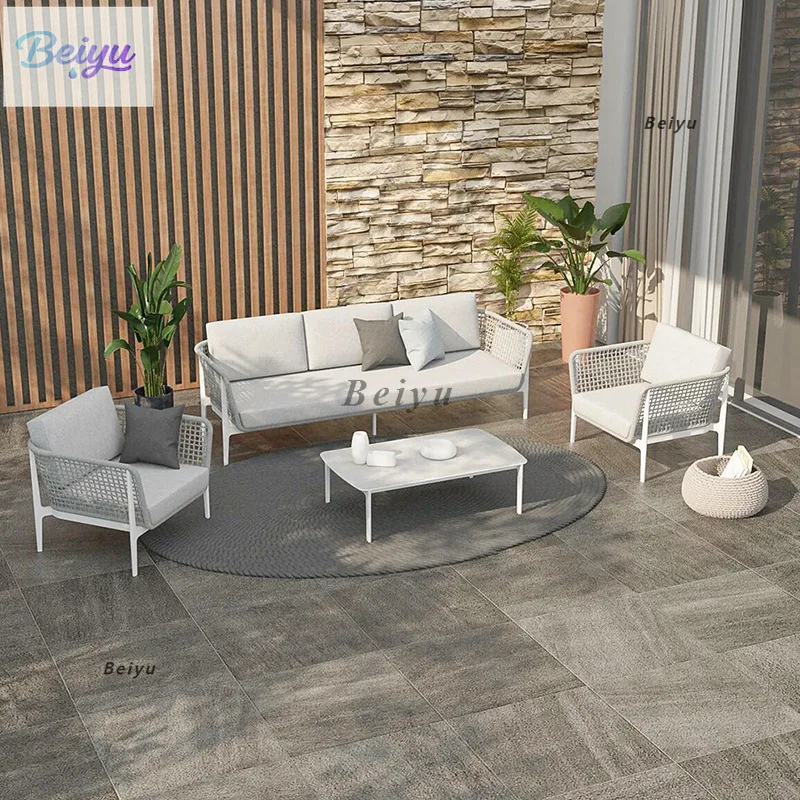 

Outdoor sofa courtyard villa terrace rattan sofa waterproof and sun protection designer rattan chair balcony leisure chair