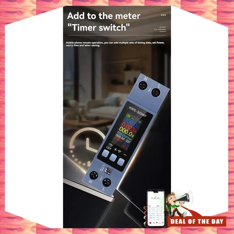 Entrega en 24 horas 5X TUYA WIFI medidor de energía montaje en carril Din voltímetro Digital amperímetro vatímetro AC 100-290V Kwh medidor de potencia remoto