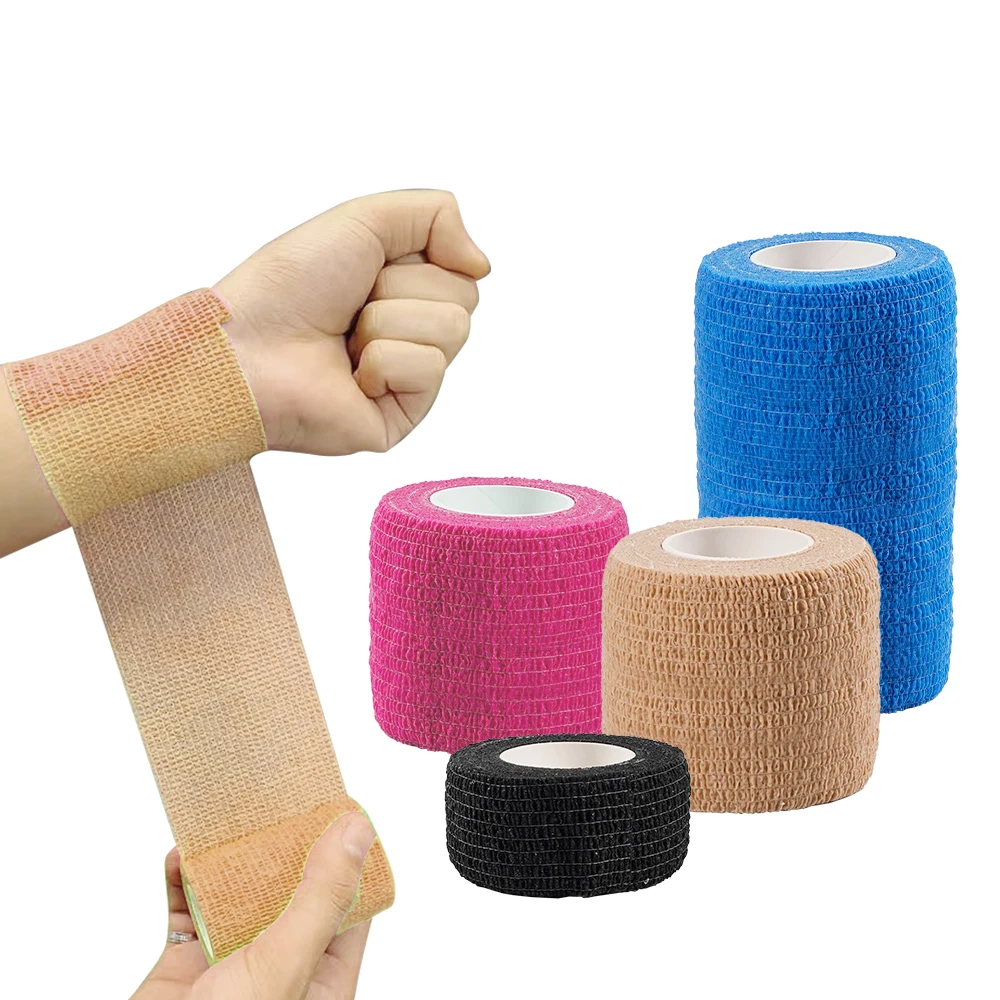 1 Roll Of 2.5/5cm*4.8m Gauze Sports Bandage Self-adhesive Breathable Elastic Bandage For Sports Fixation Fingers Wrist Legs