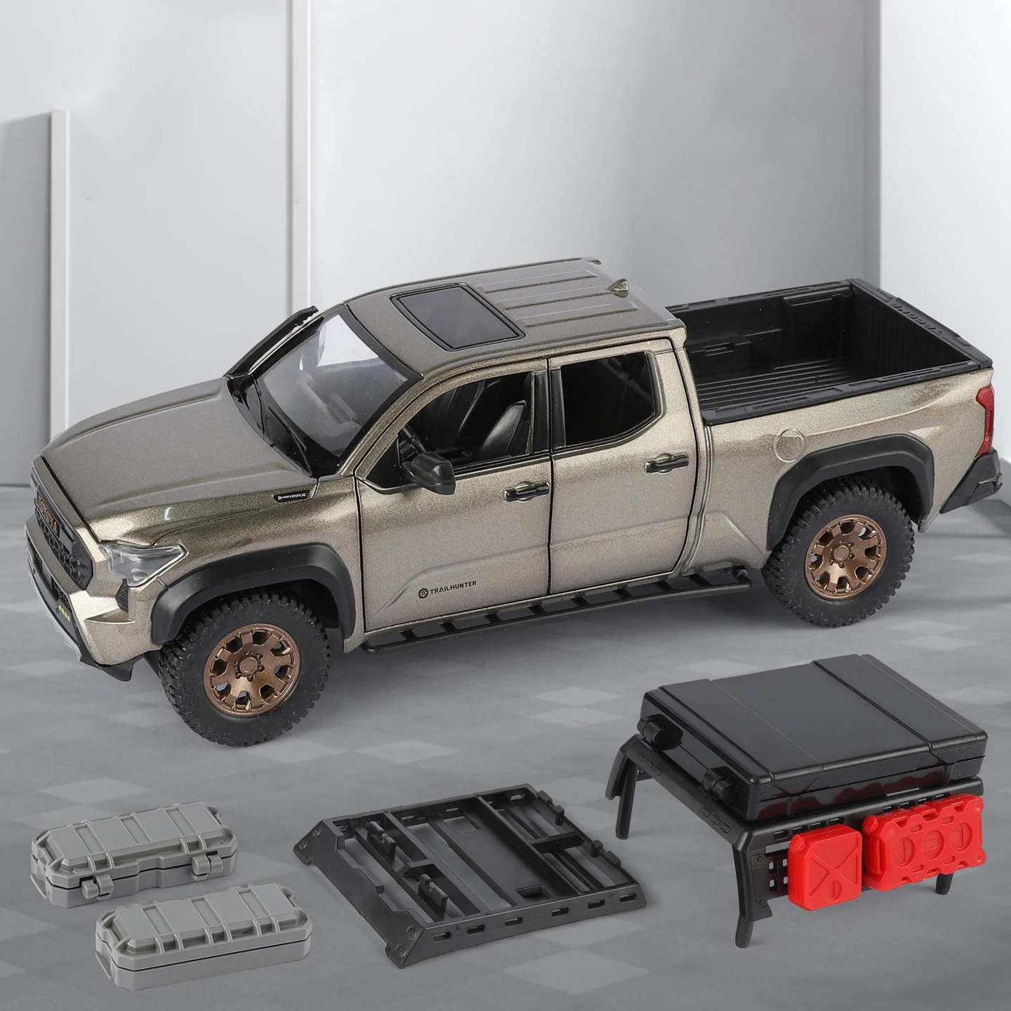 1:24 toyota tacoma picku liga modelo carro brinquedo diecasts fundição puxar para trás som e luz carro brinquedos para crianças veículo